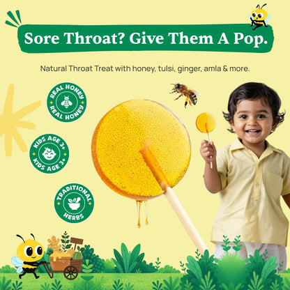 Kid's Throat Soothing Pops (Ages 3+), 10 Pops Per Pack