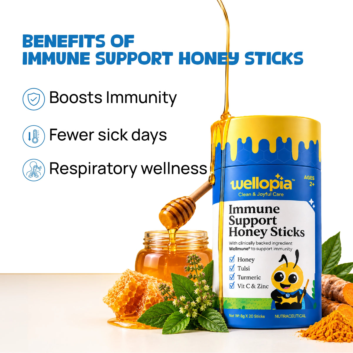 Immune Support Honey Sticks for Kids (Ages 2+) | Daily Immunity Support
