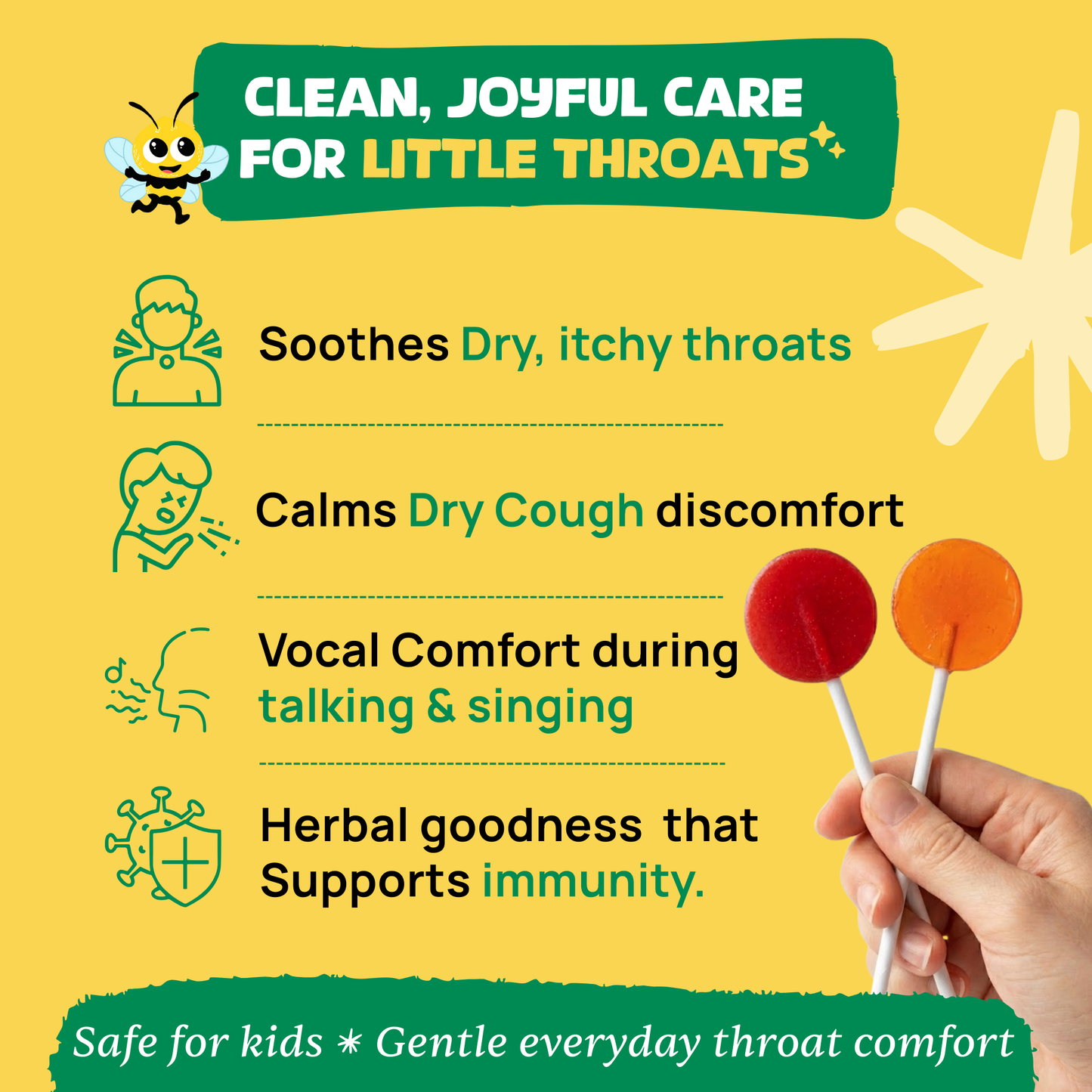 Kid's Throat Soothing Pops (Ages 2+), 10 Pops Per Pack