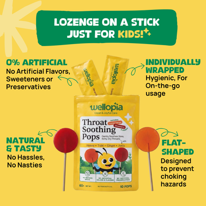 Kid's Throat Soothing Pops (Ages 2+), 10 Pops Per Pack