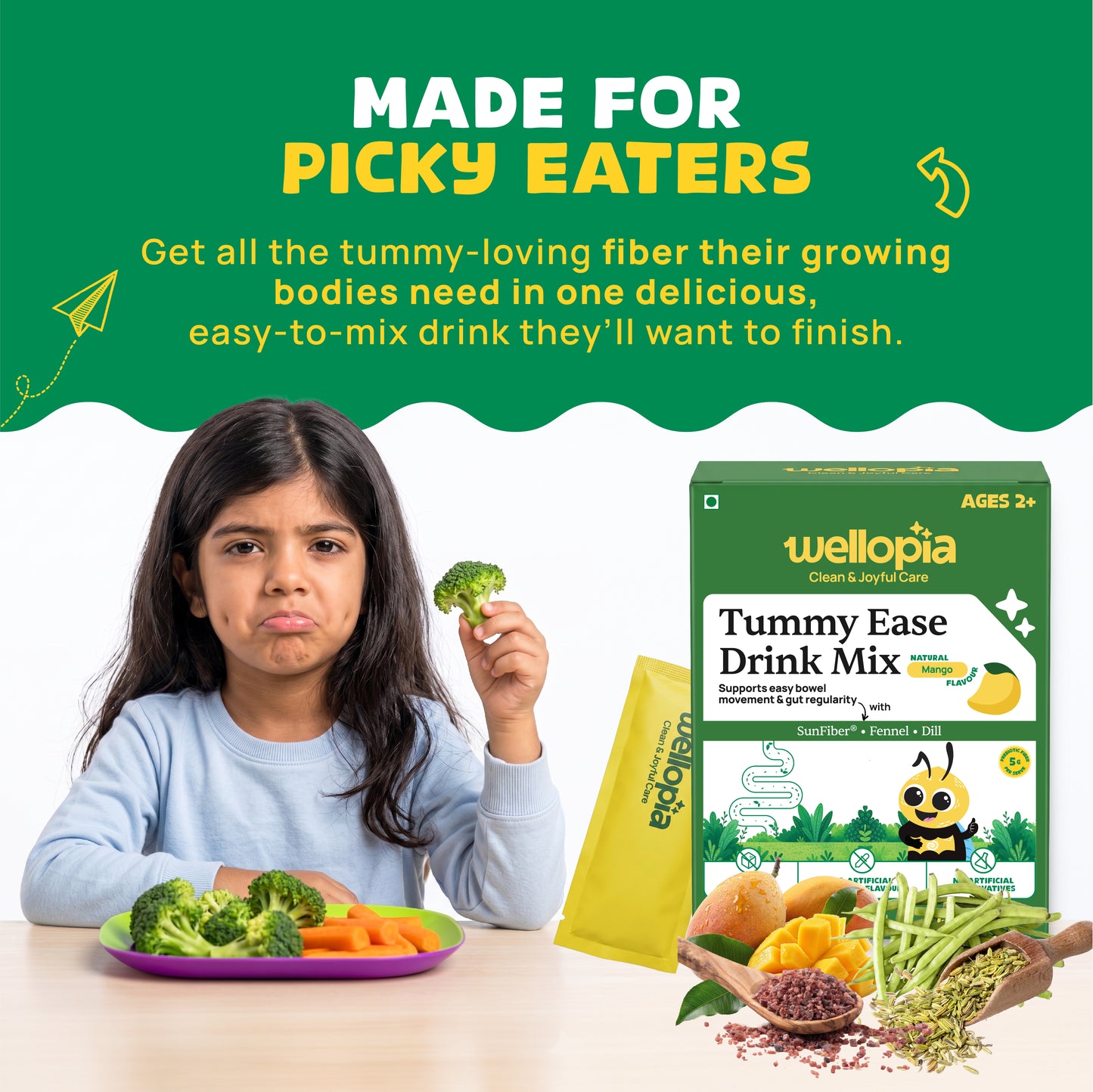 Tummy Ease Drink Mix for Kids (Ages 2+) | Prebiotic Fiber for Digestion & Constipation Relief