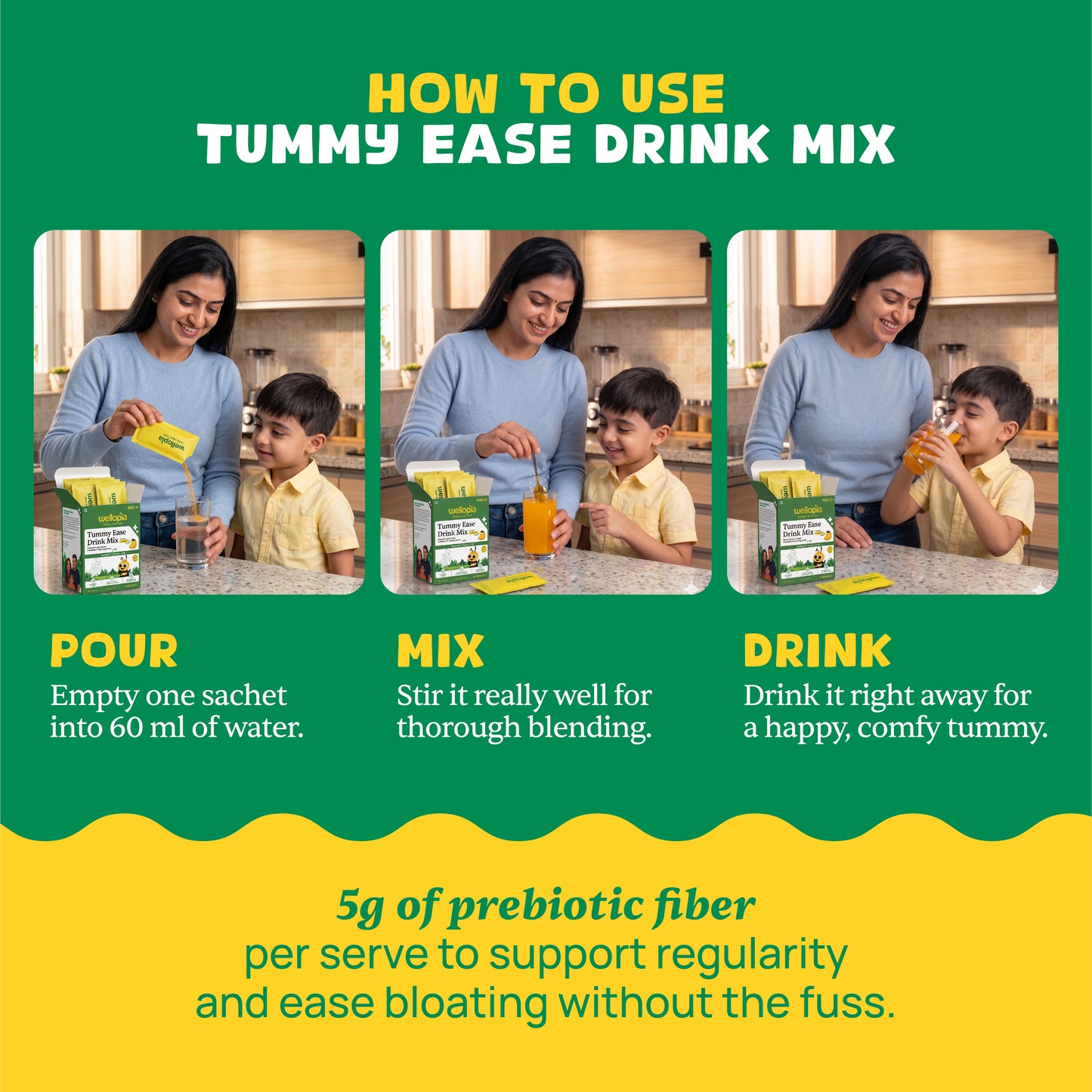 Tummy Ease Drink Mix for Kids (Ages 2+) | Prebiotic Fiber for Digestion & Constipation Relief