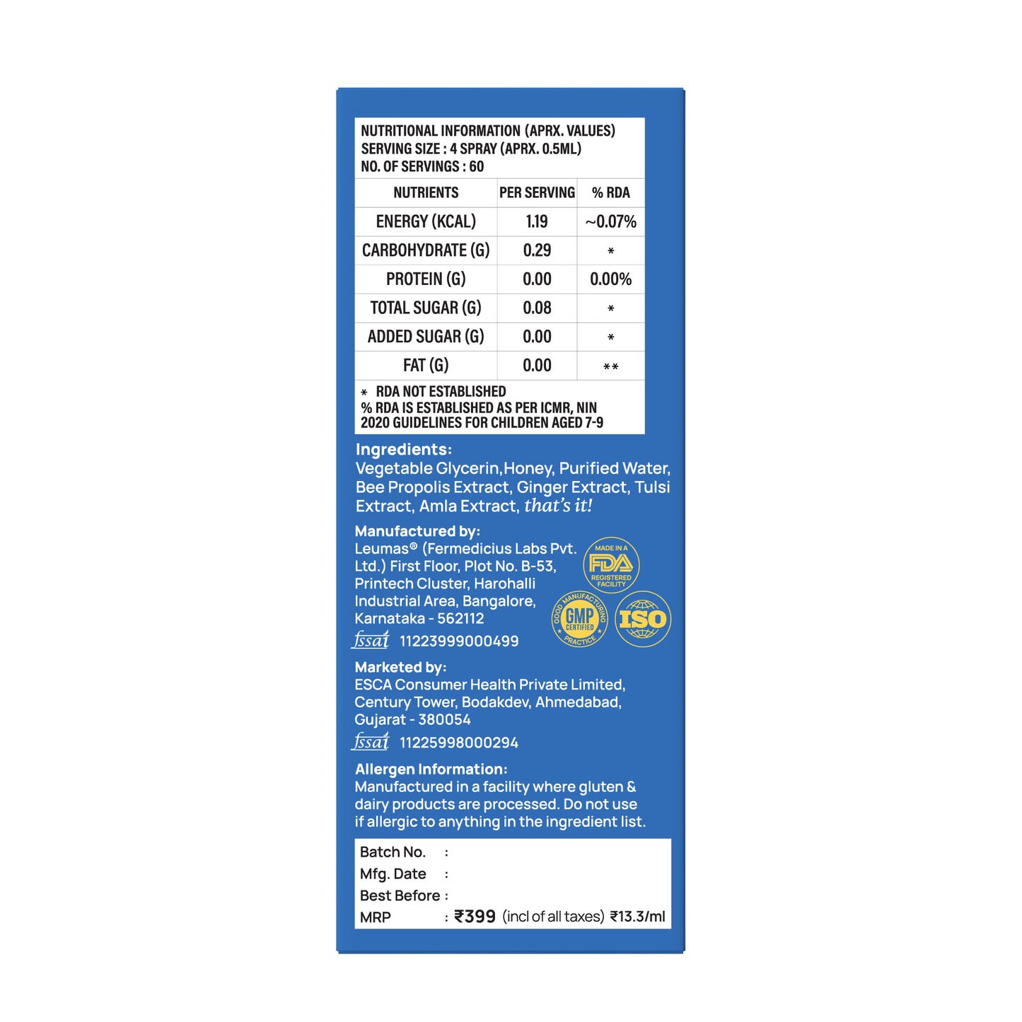 Propolis Throat Soothing Spray (Ages 6+), 240 Sprays