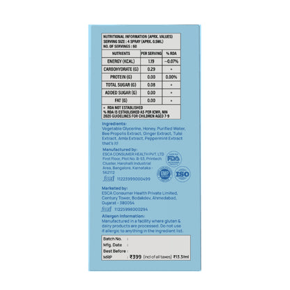 Peppermint Throat Soothing Spray (Ages 6+), 240 Sprays