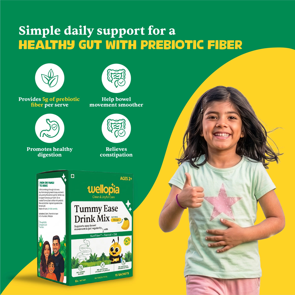 Tummy Ease Drink Mix for Kids (Ages 2+) | Prebiotic Fiber for Digestion & Constipation Relief