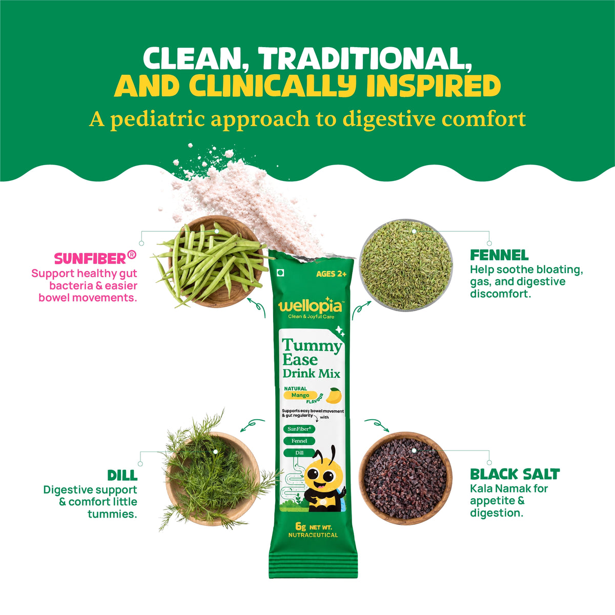 Tummy Ease Drink Mix for Kids (Ages 2+) | Prebiotic Fiber for Digestion & Constipation Relief