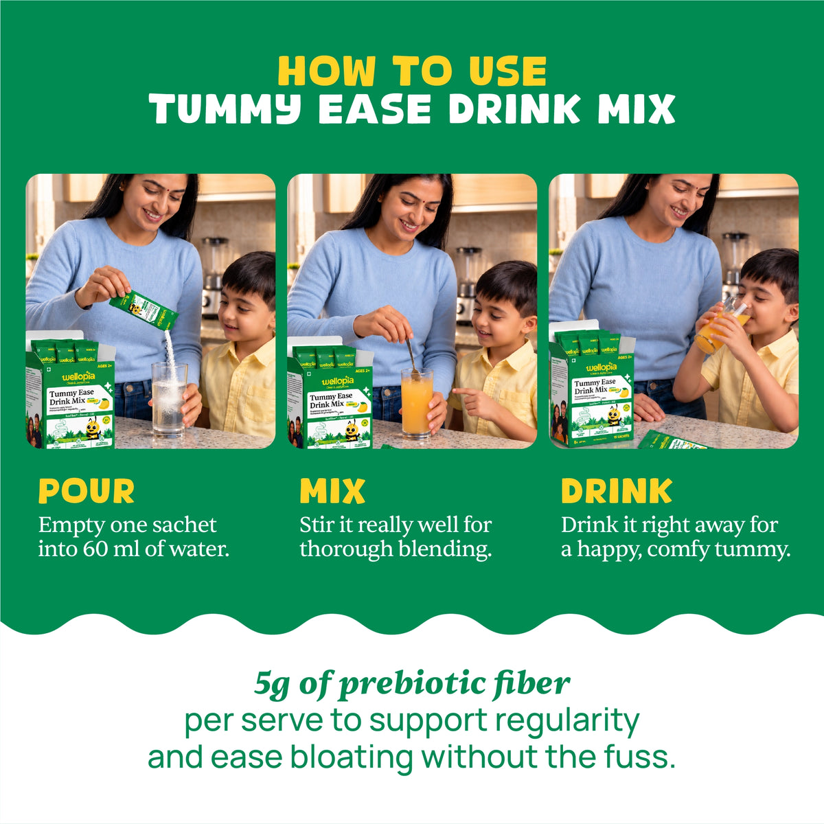 Tummy Ease Drink Mix for Kids (Ages 2+) | Prebiotic Fiber for Digestion & Constipation Relief