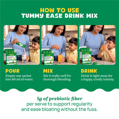 Tummy Ease Drink Mix for Kids (Ages 2+) | Prebiotic Fiber for Digestion & Constipation Relief