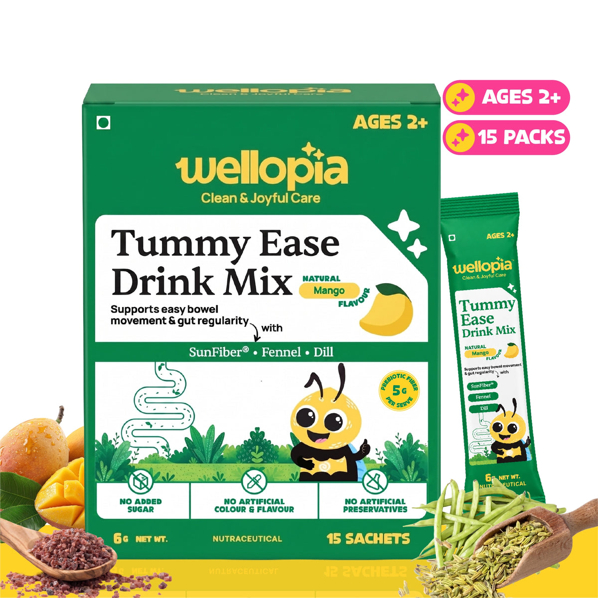 Tummy Ease Drink Mix for Kids (Ages 2+) | Prebiotic Fiber for Digestion & Constipation Relief