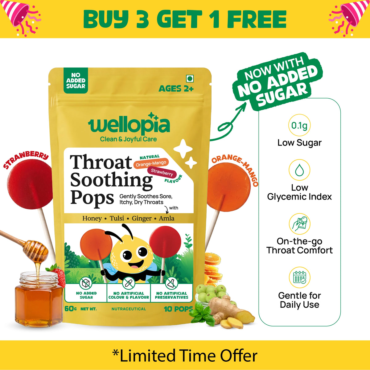 🎁 Throat Soothing Pops (Ages 2+) - No Added Sugar / Mix Pack / 10 Pops