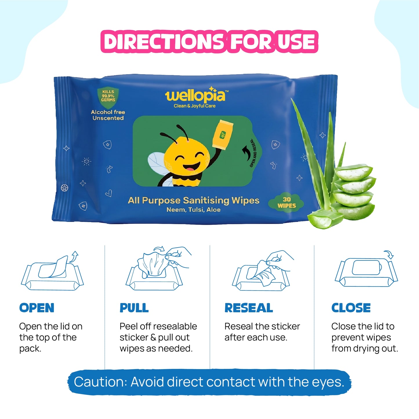 All purpose Sanitising Wipes, 30 Count (Ages 6 Months+)