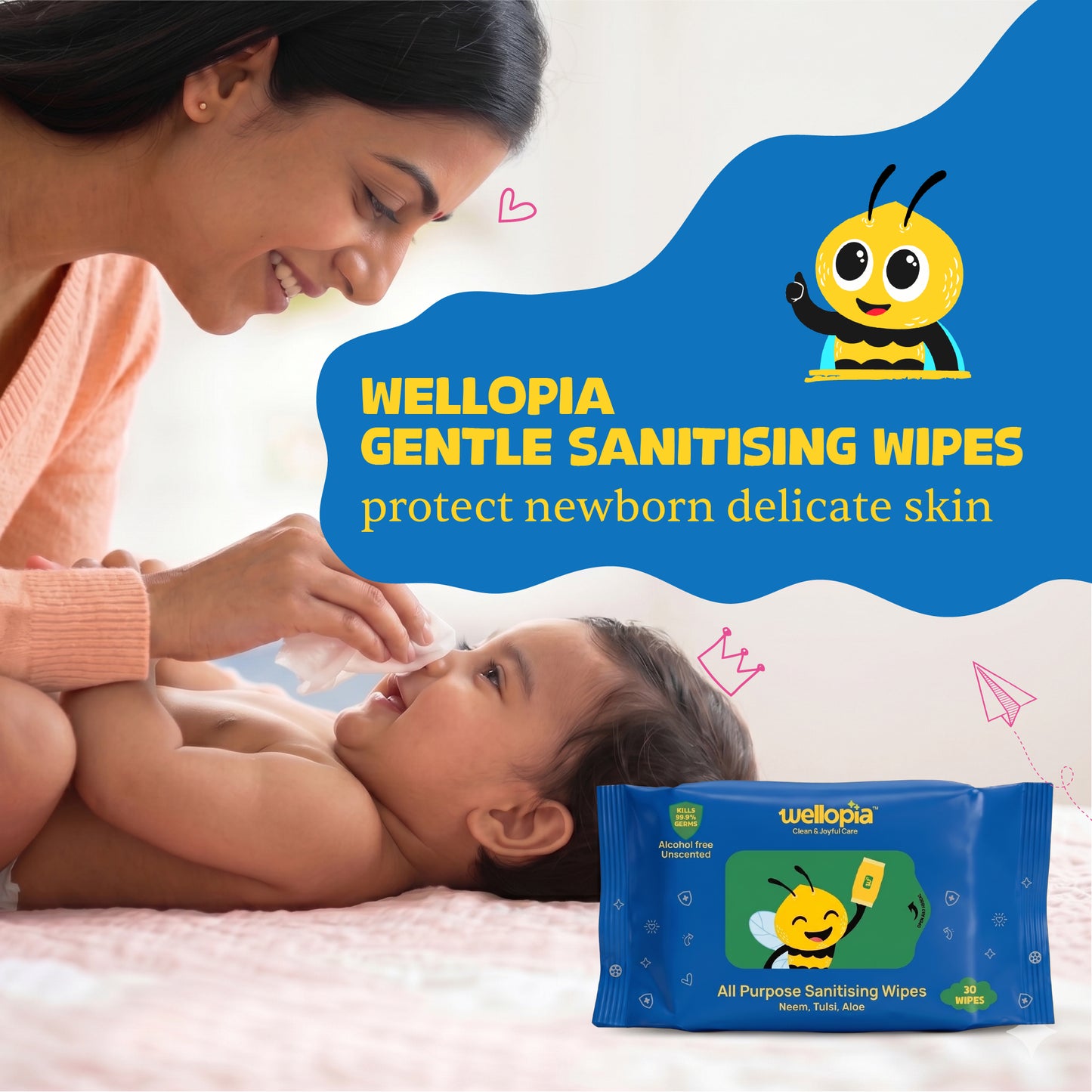 All purpose Sanitising Wipes, 30 Count (Ages 6 Months+)