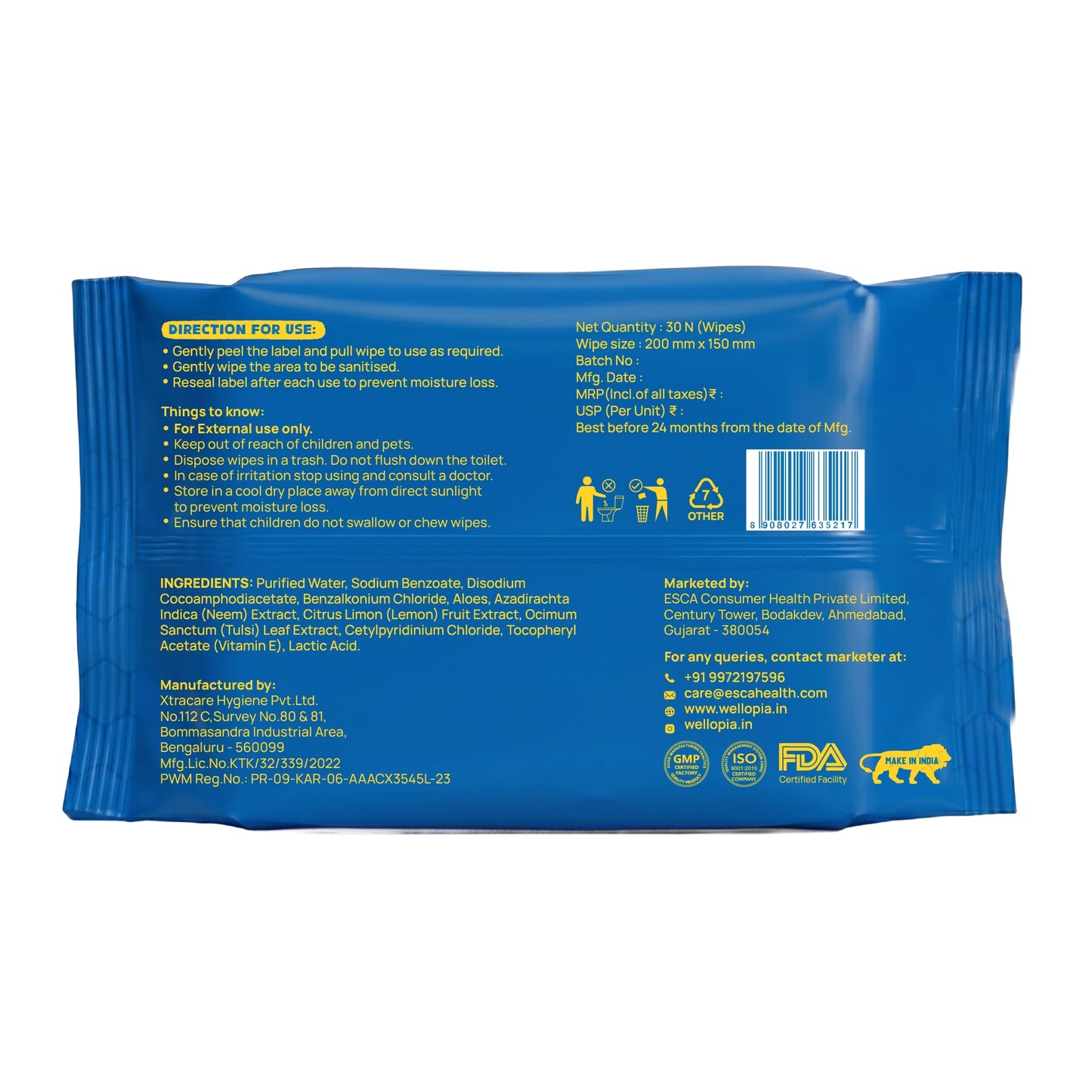 All purpose Sanitising Wipes, 30 Count (Ages 6 Months+)