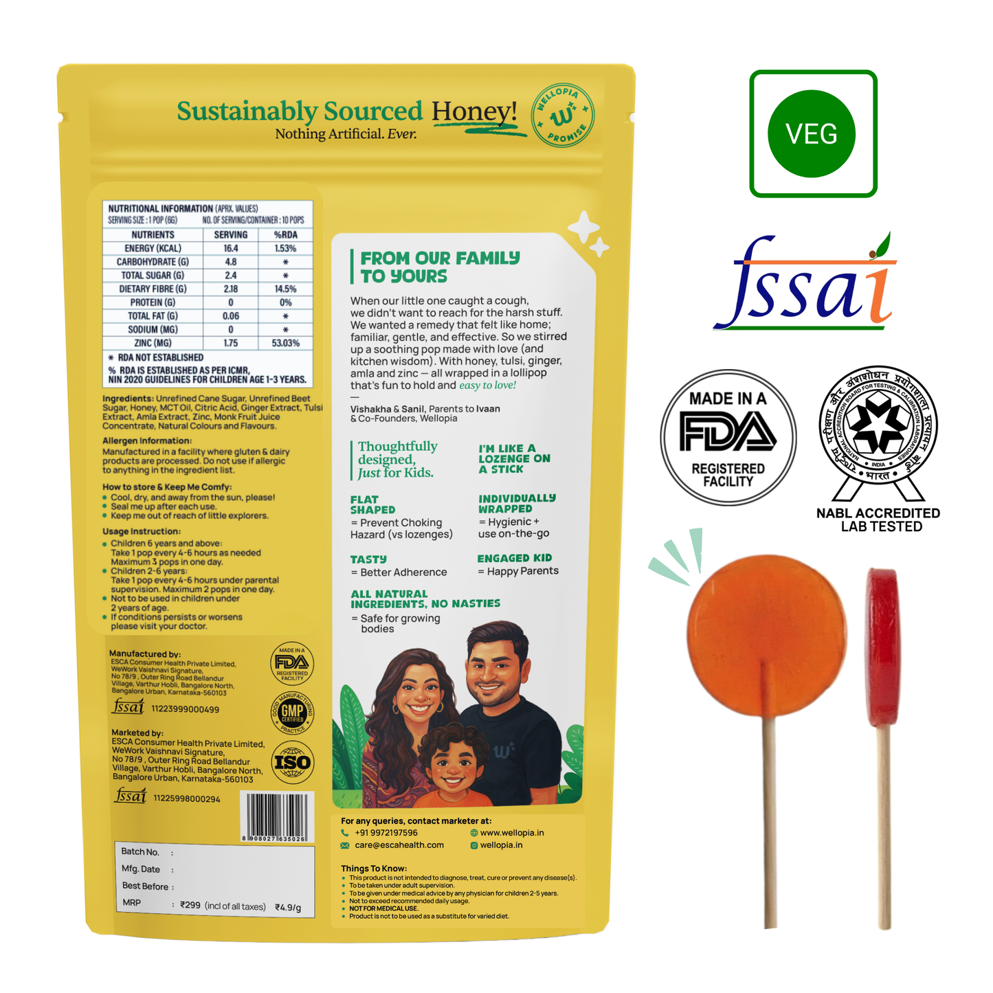 Kid's Throat Soothing Pops (Ages 2+), 10 Pops Per Pack